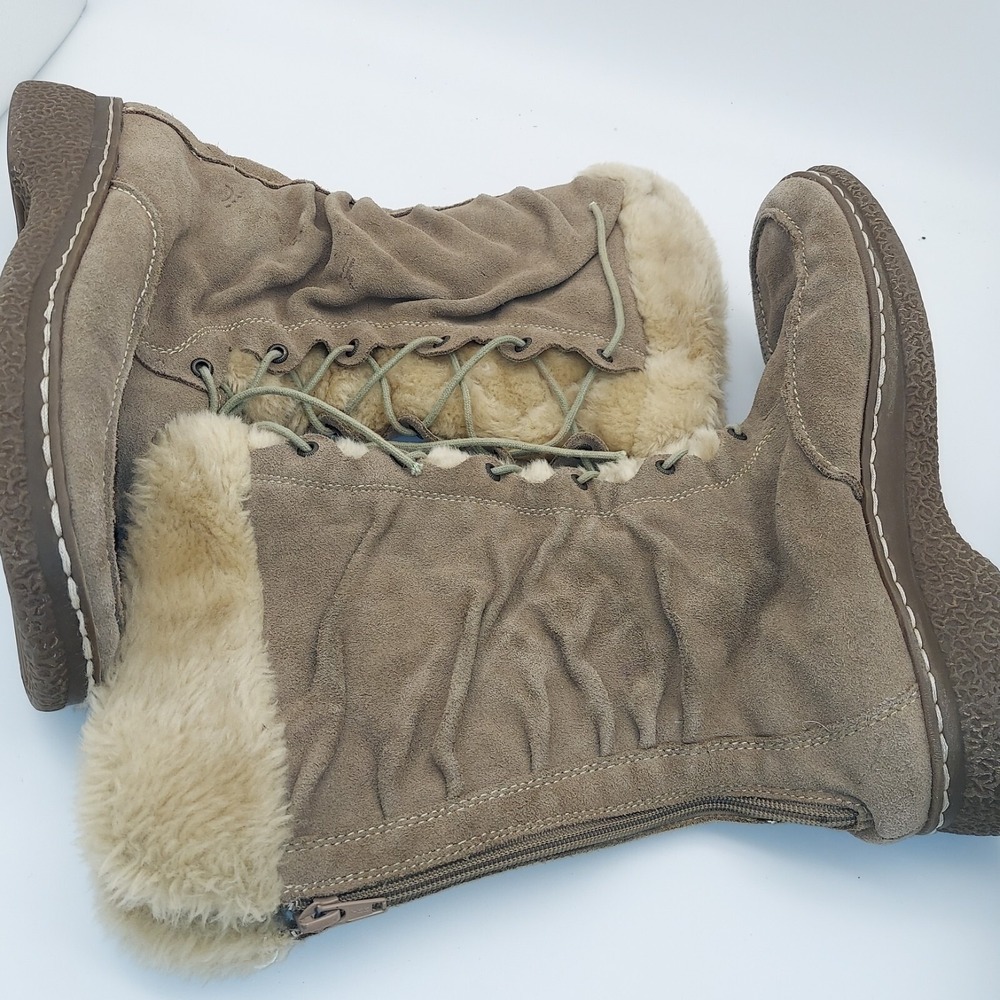 Bare Traps Whisk Lace UP Fur Lined Calf High Boots Womens Size 11 M Beartraps